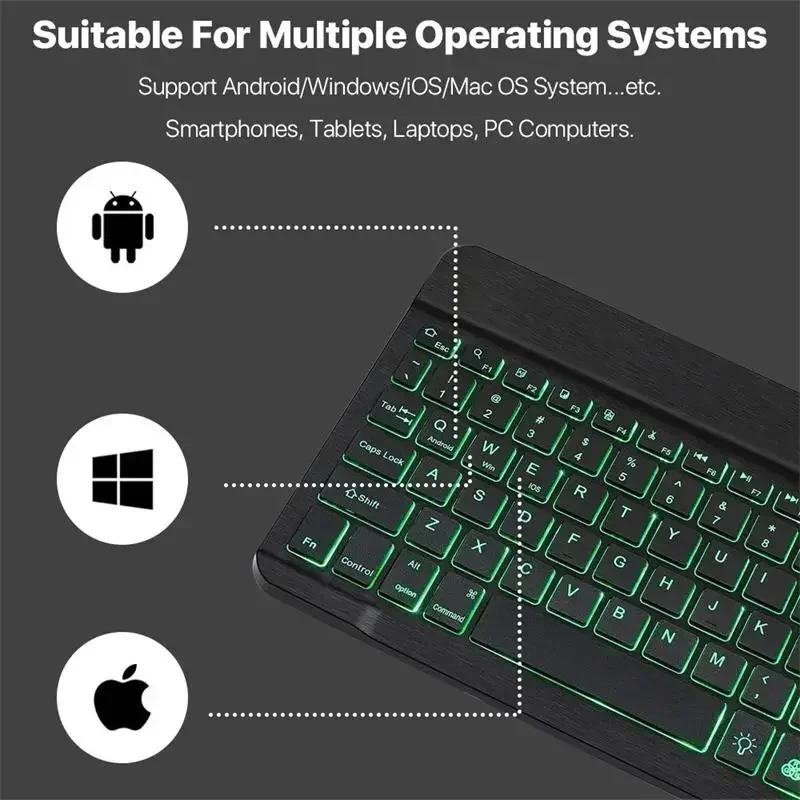 Keyboard For Tablet Android iOS Windows Wireless Mouse Keyboard Bluetooth-compatible Rainbow Backlit For iPad Phone