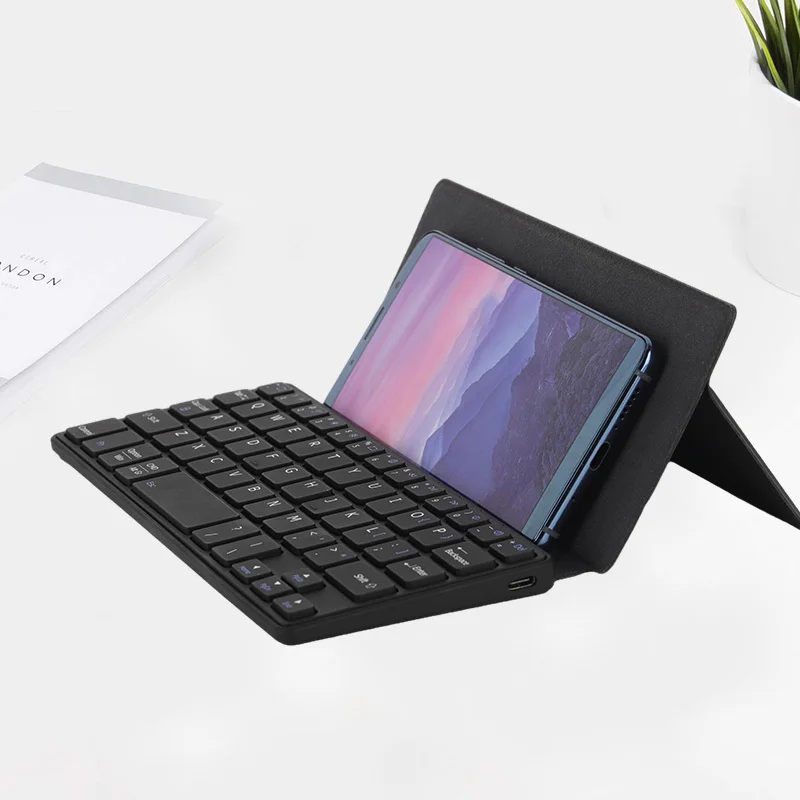 Foldable Bluetooth Phone Keyboard Portable Wireless Keyboard Stand Holder Rechargeable Ultra Slim Smartphone bluetooth keyboard