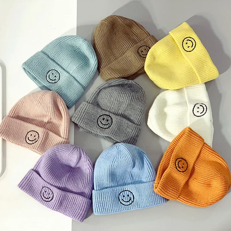 

Autumn Baby Hat Kids Newborn Knitted Cap Crochet Smiley Children Beanies Boys Girls Hats Headwear Toddler Kids Caps Accessories