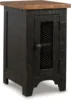 Signature Design by Ashley Valebeck Rustic Farmhouse Chair Side End Table with Cabinet Door, Distressed Black 1