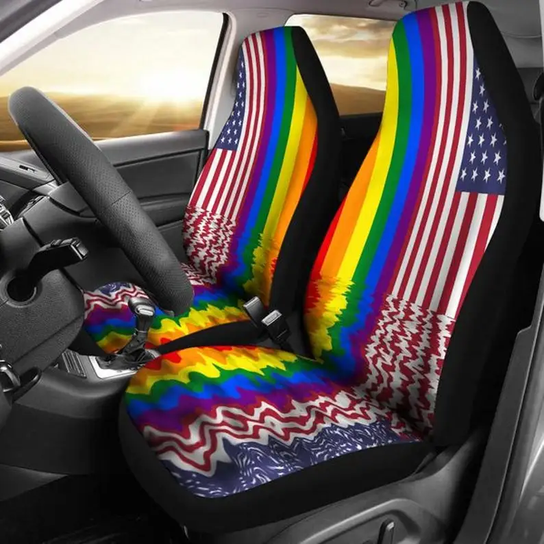 

Gay Pride, American Flag, Gay Gifts, LGBTQ Pride-Car Seat Covers, Car Accessories, Gift for Her, Custom Seat Covers, Custom Made