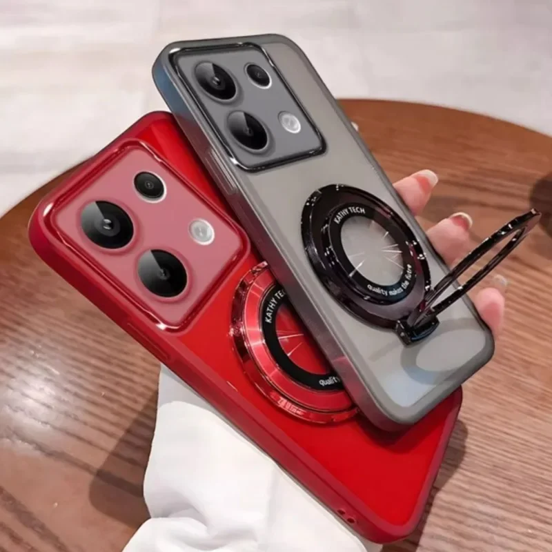 Magnetic Ring Stand Silicone Protective Phone Case