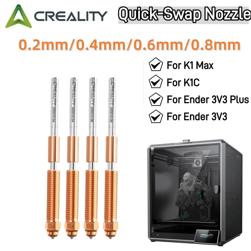 Creality Schnellwechsel-Düse 0,4 mm 1 Stück für K1 Max K1C Ender-3 V3 Düse aus gehärtetem Stahl, verbessertes Hochgeschwindigkeitsdruck