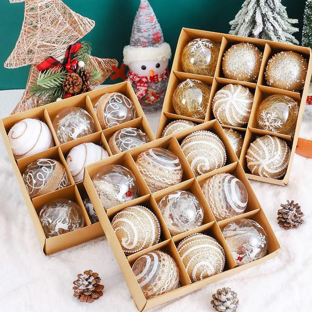 

9pcs Christmas Tree Balls Hanging Pendant Exquisite Decorative Gift 2024 New Year Christmas Home Decoration Supplies