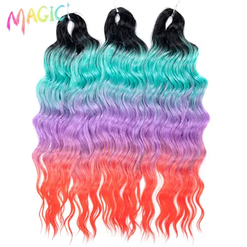 Anna Synthetic Hair 24 Inch Water Wave Braiding Hair Extensions Ombre Blonde Deep Wave Afro Curl Twist Crochet Hair for Women - Image 54