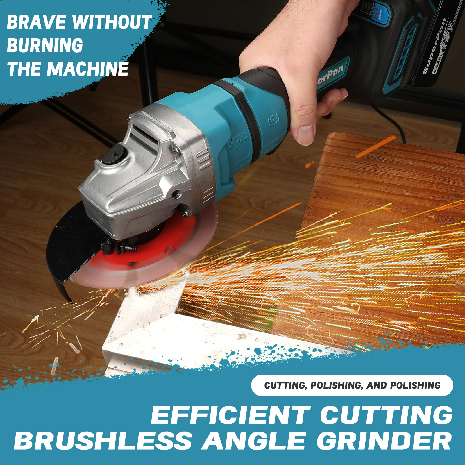 SuperPan Angle grinderElectric angle grinder tool with 3 variable speed metal grinders used for flipping metal wood rust removal