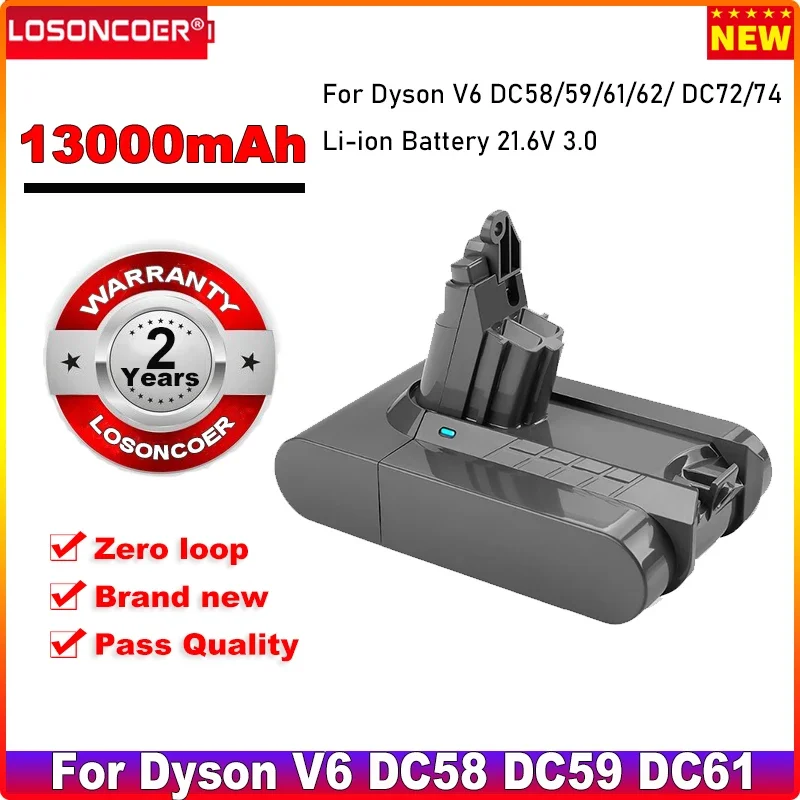 

13000mAh 21.6V 3.0 Li-ion Battery for Dyson V6 DC58 DC59 DC61 DC62 DC74 SV09 SV07 SV03 965874-02 Vacuum Cleaner Battery & 2.2mAh