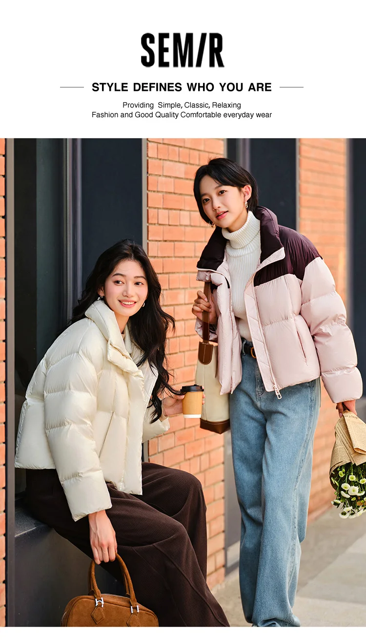 Down Jacket Women Waterproof Loose Simple New Winter Stand-Up Collar Outerwear Down Jacket