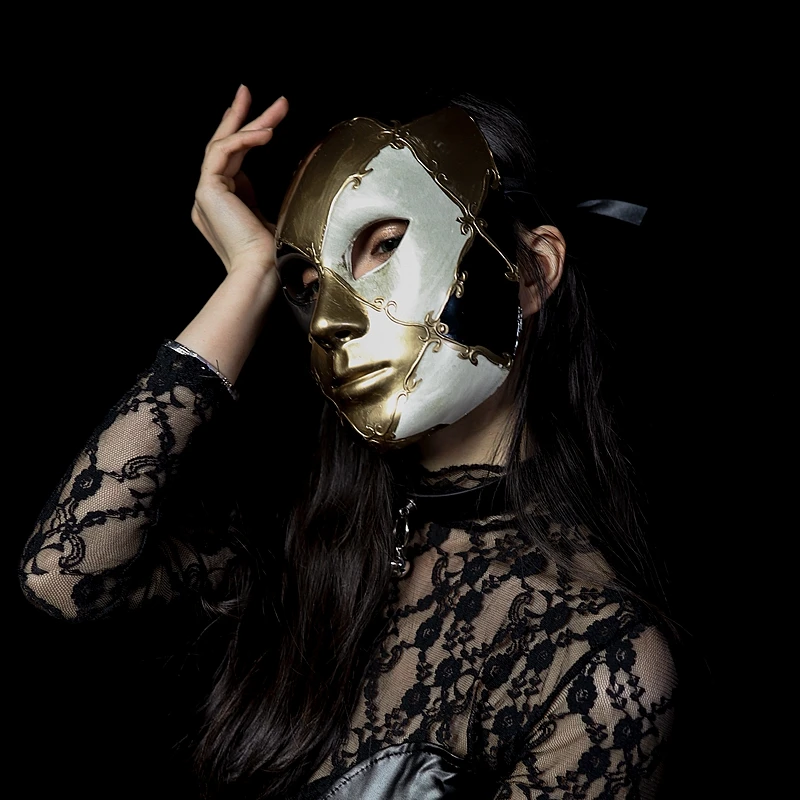 

Mask Plastic PVC Full Face Men's Women's Same Retro Handmade Old Contrast Color Irregular Pattern Funny Horror Stage Party Props