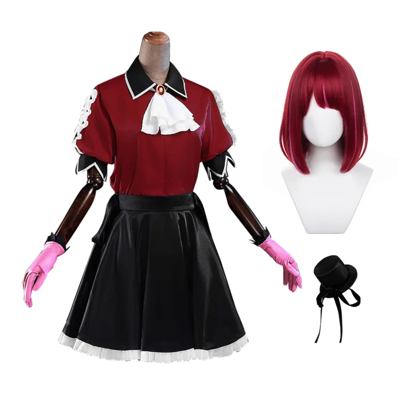 oshi-no-ko-anime-arima-kana-cosplay-traje-peruca-camisa-saia-rose-net-fibra-sintetica-dia-das-bruxas-natal