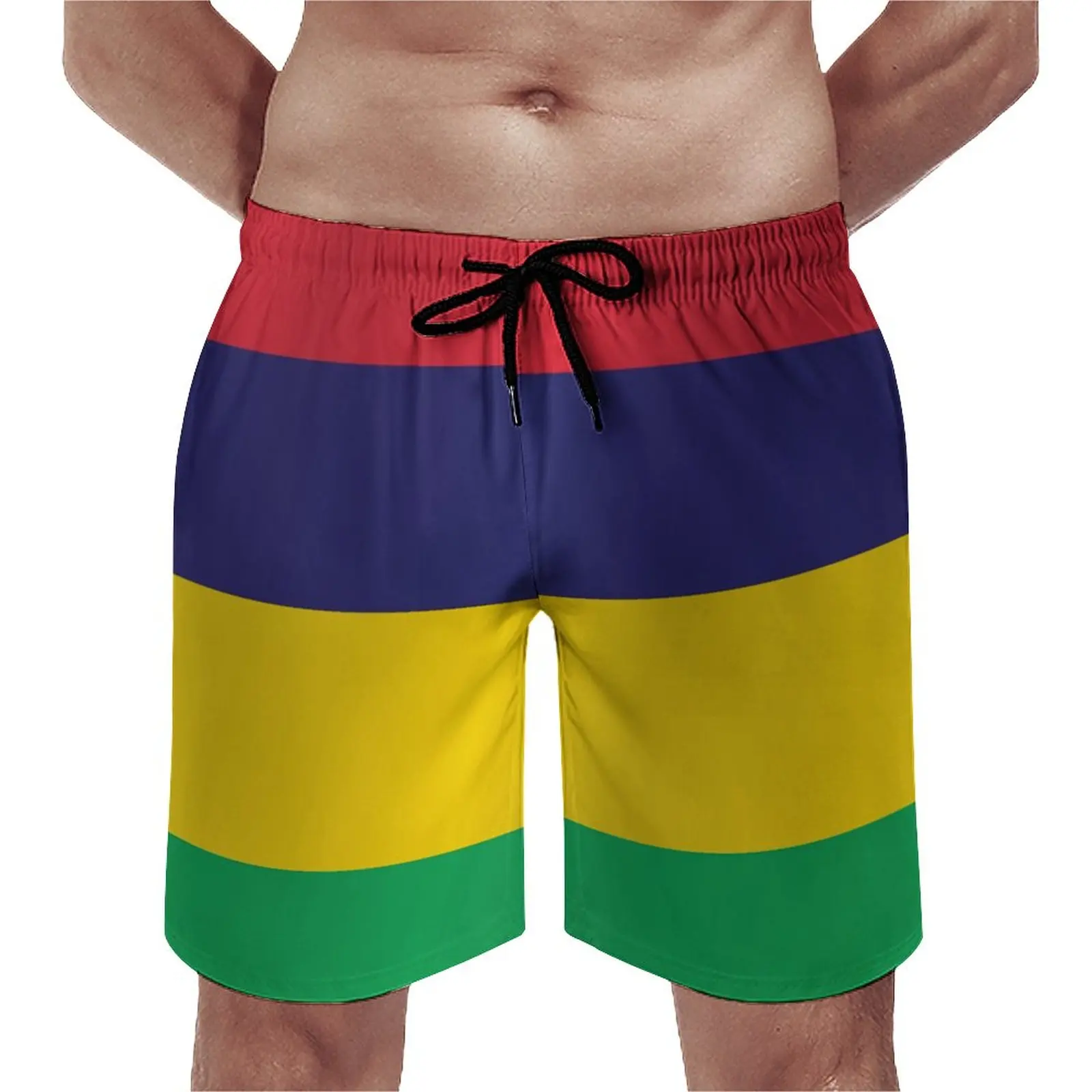 

Beach Shorts Mauritius Flag Sea Beach Breathable Quick Dry Graphic Cool Running Summertime Pickup Adjustable Drawstring Loose St