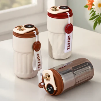 Tasse thermique de 450ml, bouteille Thermos, affichage intelligent de la température, tasse sous vide en acier inoxydable, tasse à café de bureau, Portable d'affaires 1