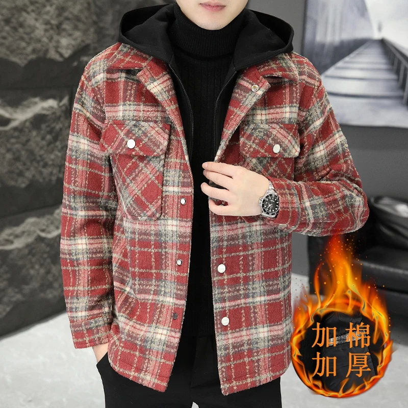 

Autumn Winter Jacket Men Thicken Fur Lined Warm Coats Men Clothing 2023 New Hooded Korean Style Slim Fit Casual Jackets