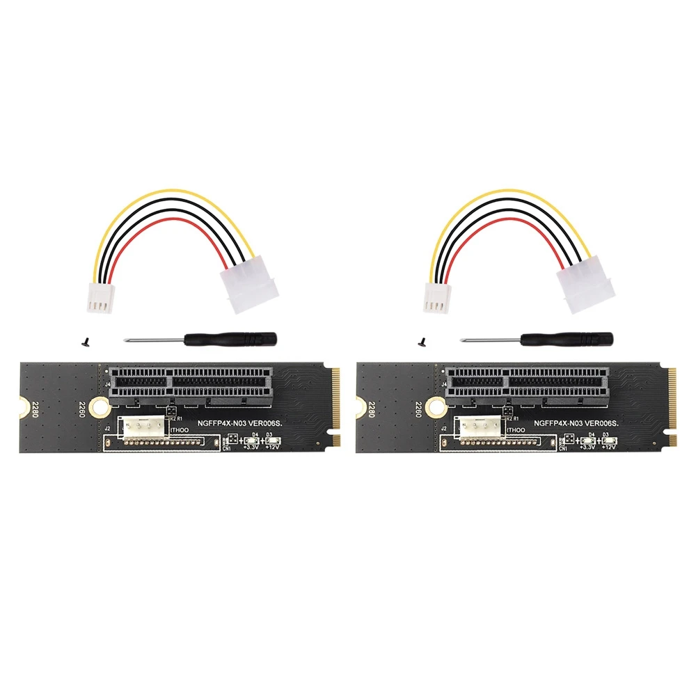 

2Pcs NGFF M.2 to PCI-E 4X Riser Card M2 Key M to PCIe X4 with LED Voltage Indicator PCI Express 1X to 16X Adapter Card