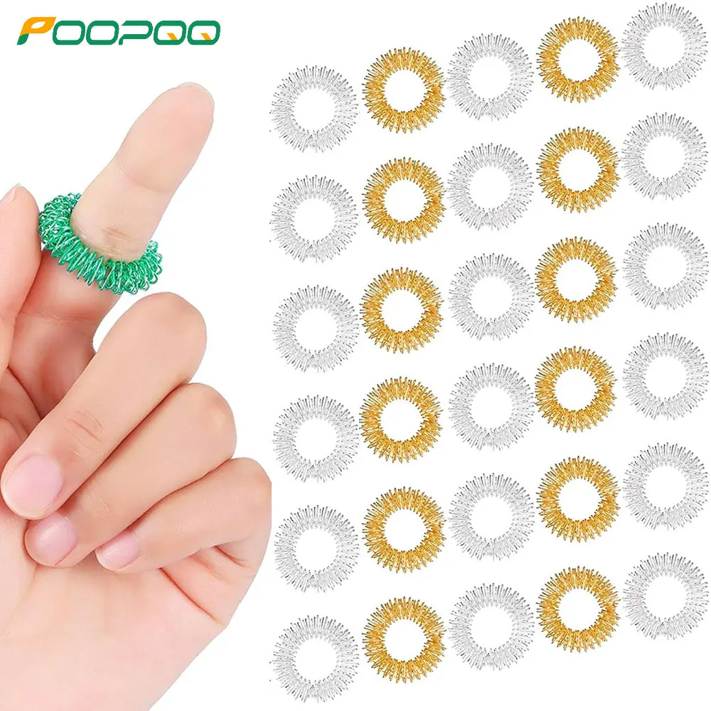 1/2/5/10/20/30Pcs Professional Acupressure Rings Spiky Sensory Finger Rings for Teens Adults, Silent Stress Reducer and Massager cyeelife dart flights puncher metal spring o rings professional punch tool for pet flight