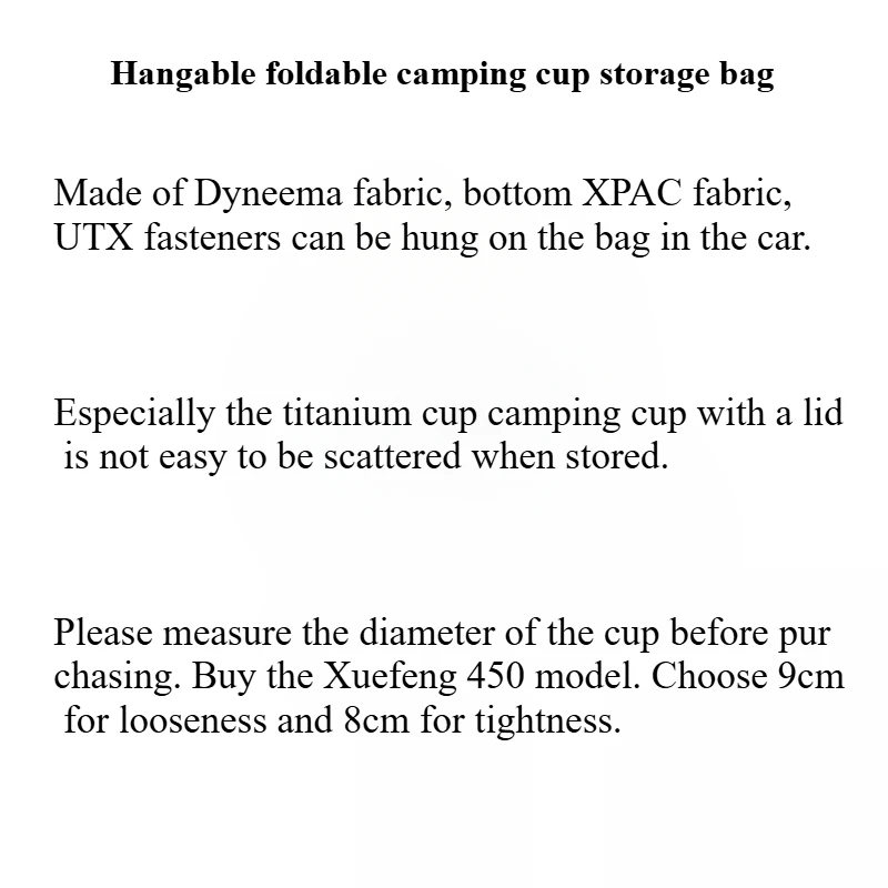 Titanium Cup Storage Bag UHMWPE Lightweight Mountain Camping Outdoor Cup Storage Bag Hangable Cup Holder Water Bottle Bag 6