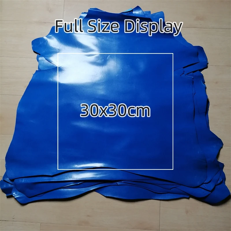 Royal Blue and Purple Pink Top-Grain Goatskin Leather Fabric - Handmade DIY Sheepskin Lining Material