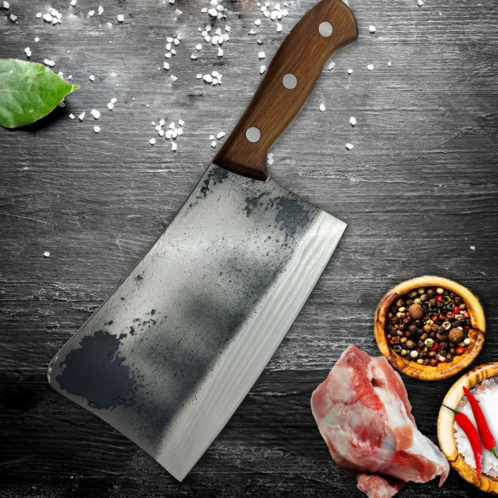 1 KG Chopping Knife Handmade Forged Kitchen Bone Knife Butcher