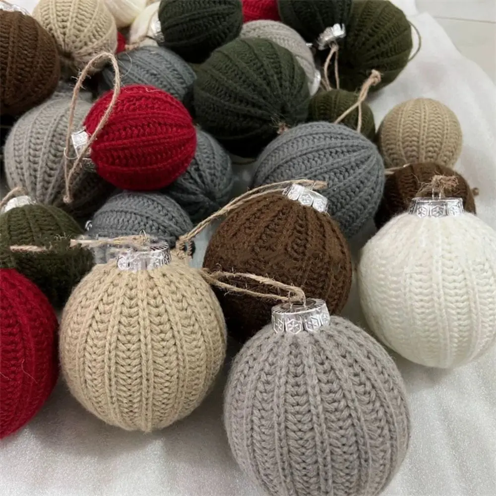 Handmade Wool Knitted Christmas Ball Decorations
