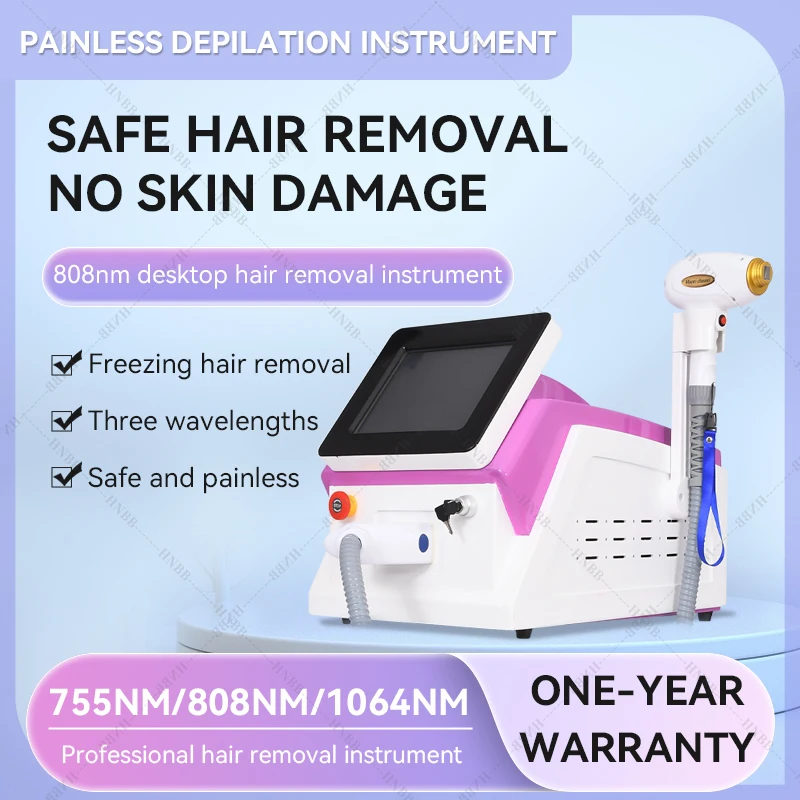 

Factory Price 755nm 808nm 1064nm 3 wavelengths semiconductor vertical painless 808 diode laser hair removal machine