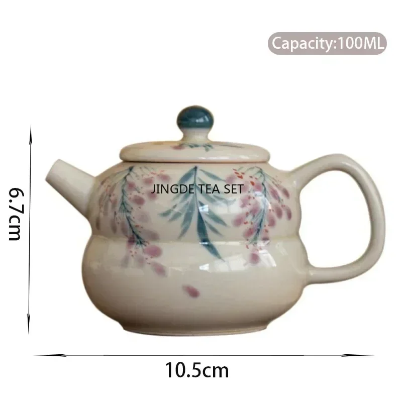 100ml Chinese handmade ceramic teapot small capacity hand-painted flower household tea set accessories