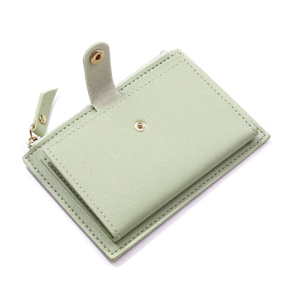 Women Fashion Small Wallet Purse Solid Color PU Leather Mini Coin