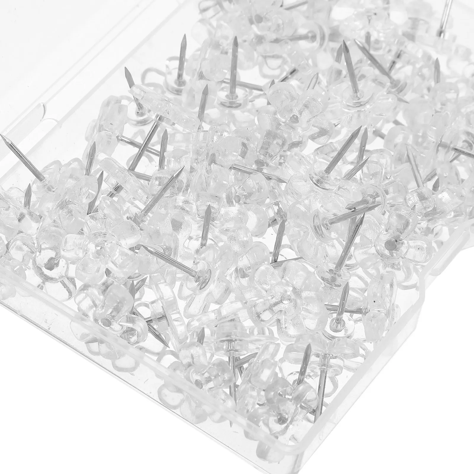 100Pcs 클래식 푸시핀 플라스틱 철 압정 튼튼한 투명 벽 지도 보드 푸시 핀 메시지 보드 액세서리