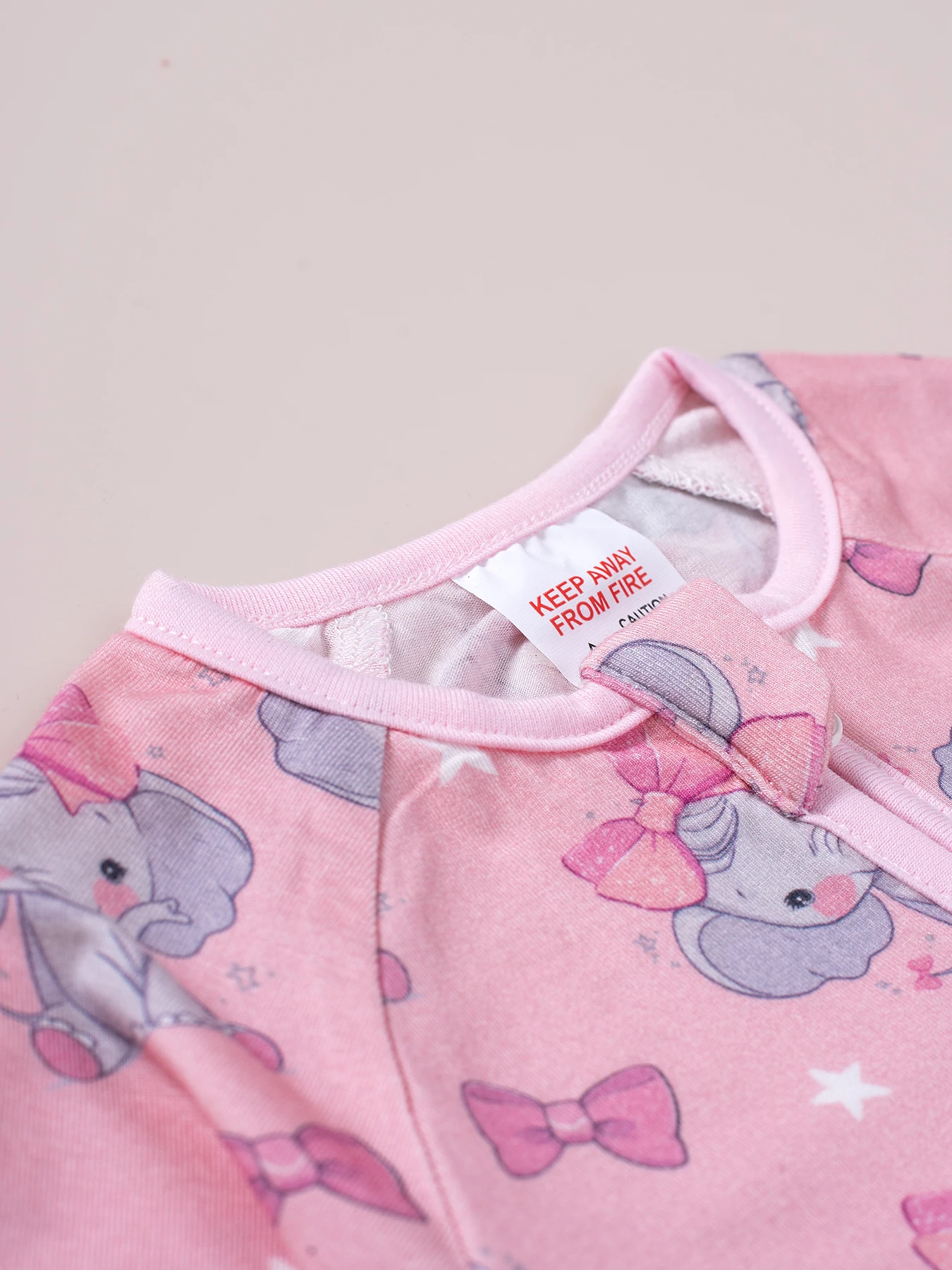 Bamboo Fabric Cute Elephant Print Jumpsuit, Comfy Zip Up Long Sleeve Romper, Toddler & Infant Girl's Bodysuit 3
