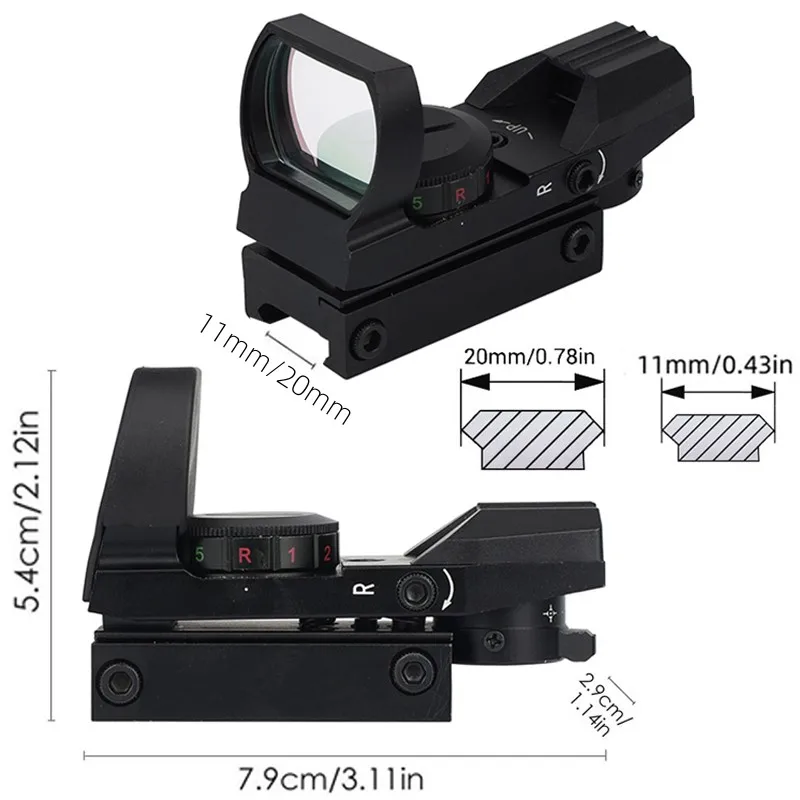 Red Dot Sight Hunting HD101AJ 1X40 4 Reticle Red/Green Dot Riflescope