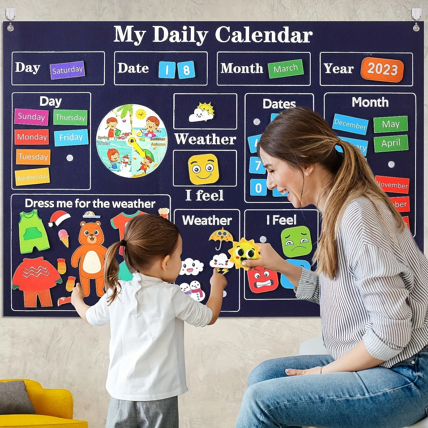 My First Daily Calendar - For Kindergarten Classrooms, A Loop Time Learning Center, A Weekly Chart For Children's Learning 4