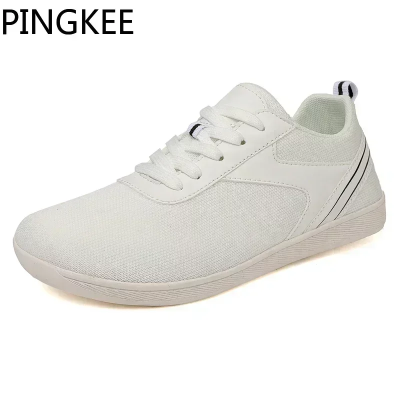 

PINGKEE Knit Wide Toe Boxes Barefoot Zero Drop Men's Flexible Relax Agility Casual Comzy Trail Running Sneakers Shoes For Men