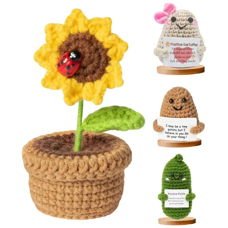 

Забавная вязаная крючком кукла 2 шт., забавная вязаная крючком кукла с положительной карточкой, украшение для стола