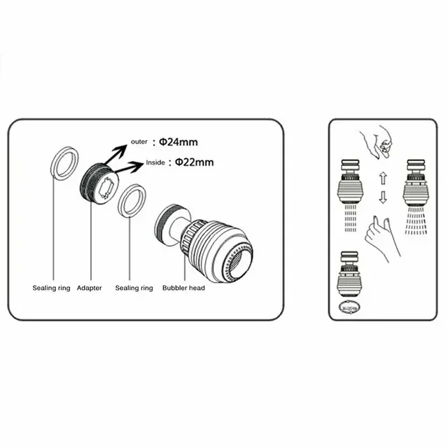 360 Rotate Swivel Adapter Water Saving Tap Aerator Faucet Nozzle Filter Bathroom Shower Tools Aerator Diffuser Kitchen Faucets 2