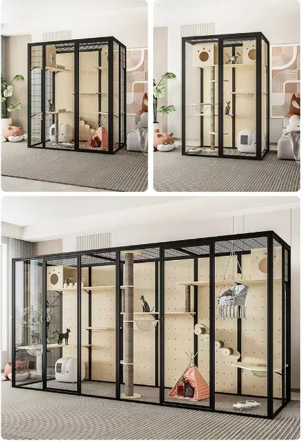 Aluminum Alloy Frame Indoor Cattery 120*60*180cm Luxury Cat House