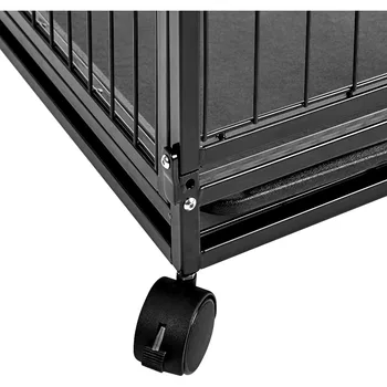 Portable Heavy Duty Stackable Dog Pet Kennel with Tray, Black, 48.2