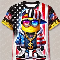 2024 New American Style Minions Childrens Tshirt Summer Boys/Girls Street Hip-Hop Short Sleeve Tops T shirt Minion Tshirt 1