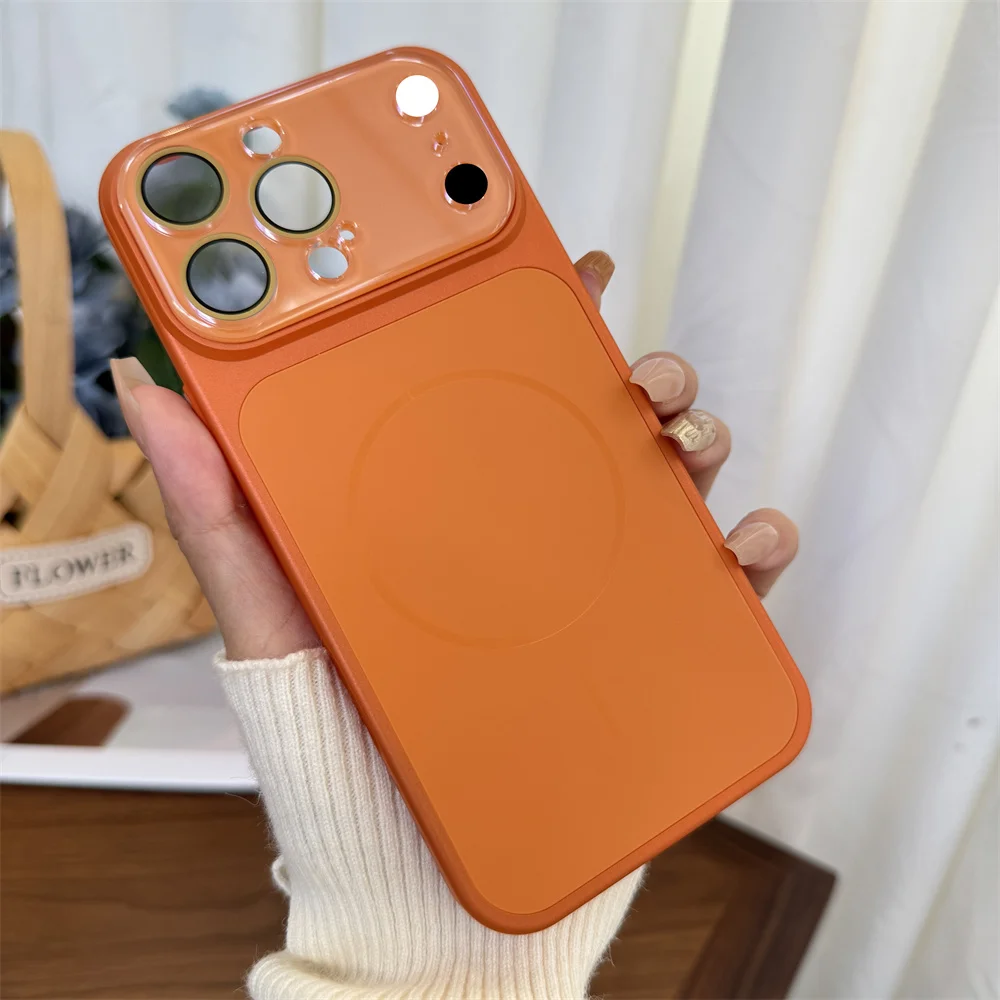 Luxury AG Glass Lens Nano Frosted MagSafe-Compatible Phone Case with Magnetic Wireless Charging Cover