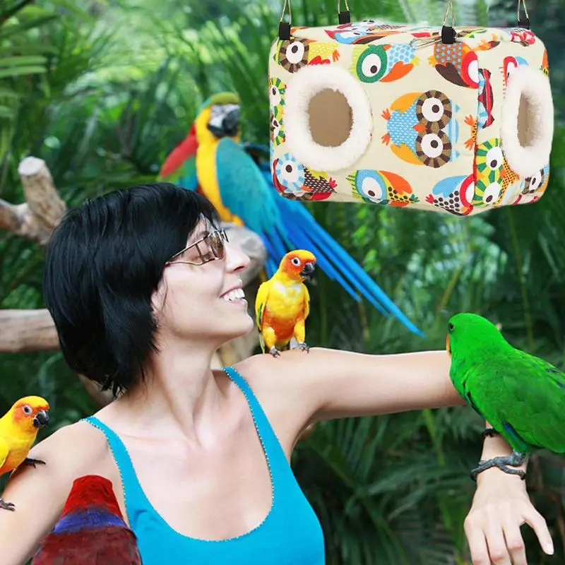 앵무새 둥지 집 두꺼운 새 침대 따뜻한 스너글 오두막, 빨 수 있는 새 둥지 집, 앵무새 은신처 침대, 앵무새 잉꼬용 수면 침대