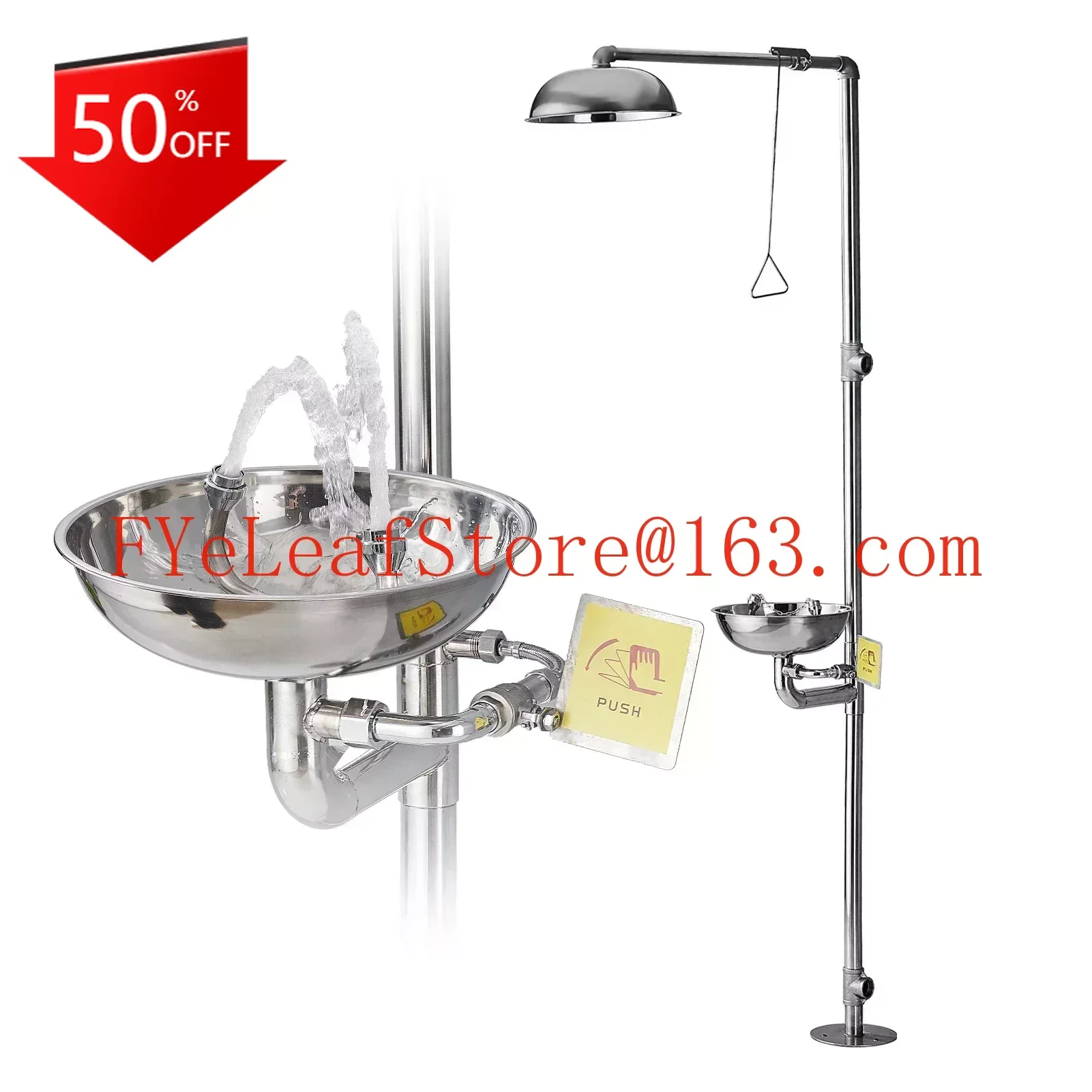 

Shower Eyewash Eye Wash Station Stainless Steel Combination Shower Station Floor Standing Vertical Rain Shower