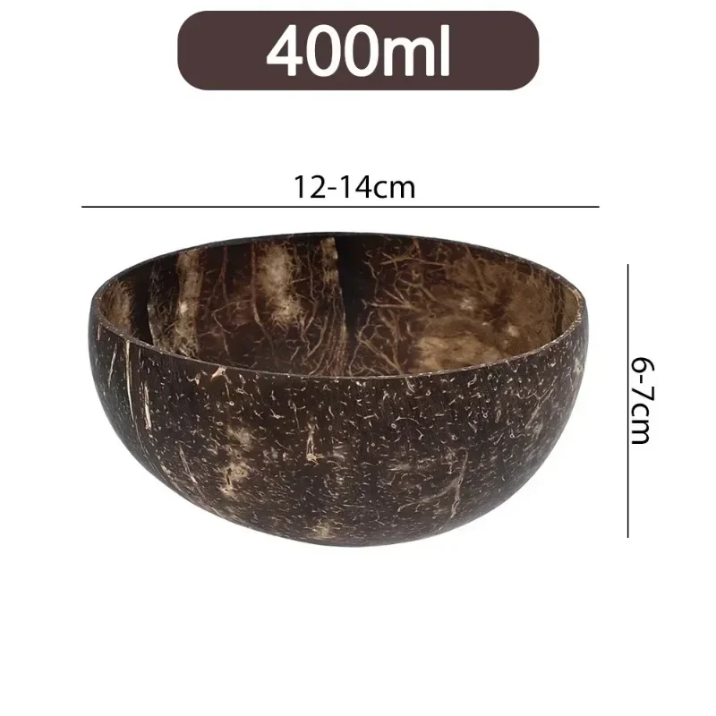thumbnail image 1 of Cuencos de coco natural y juegos de cucharas de madera Cuencos de cáscara de coco reutilizables para postres, yogur, ensaladas de frutas, vajilla de cocina, 1 of 5