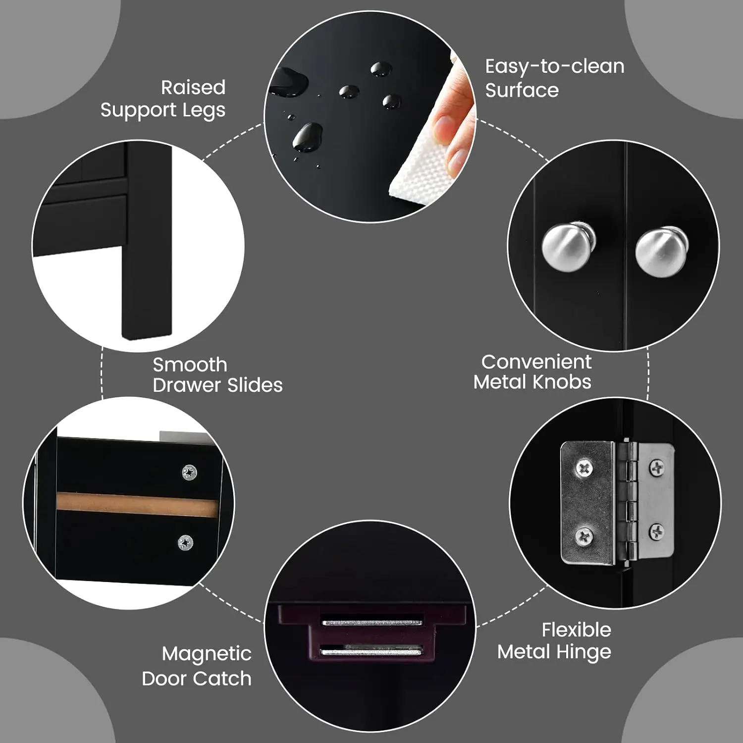 Bathroom Floor Cabinet, Wooden Side Storage Organizer w/Larger Drawer, Adjustable Shelf & 2-Door Cupboard,Freestanding Storage