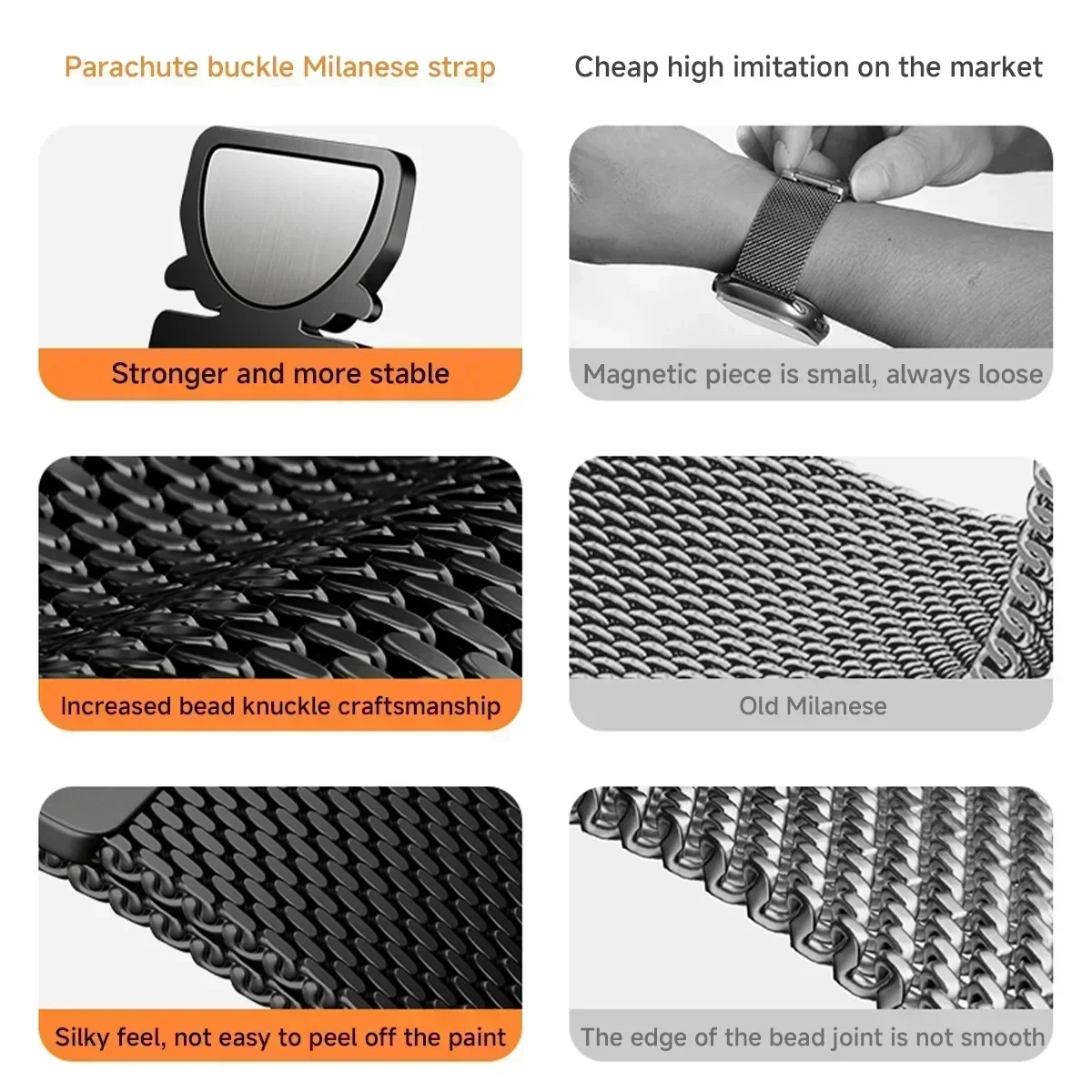 Stainless Steel Milanese Magnetic Bracelet Strap - No Gaps Design