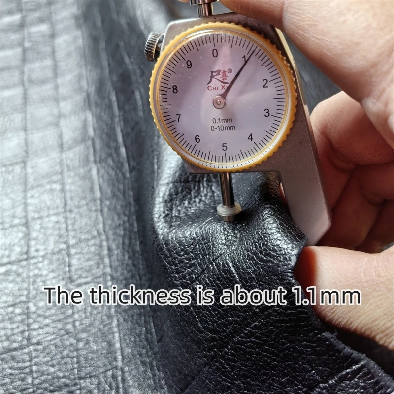 Premium Black Sheepskin Leather Fabric - Genuine Handmade Material
