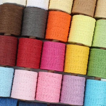 Natural Raffia Straw Yarn Hand Knit Crochet Yarn 280-300m Colorful Threads Kintting Paper Yarn DIY Basket Hat Handmade Materials 2