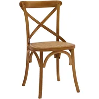 Gear Rustic Modern Farmhouse Elm Wood Rattan Dining Chair in Walnut 1