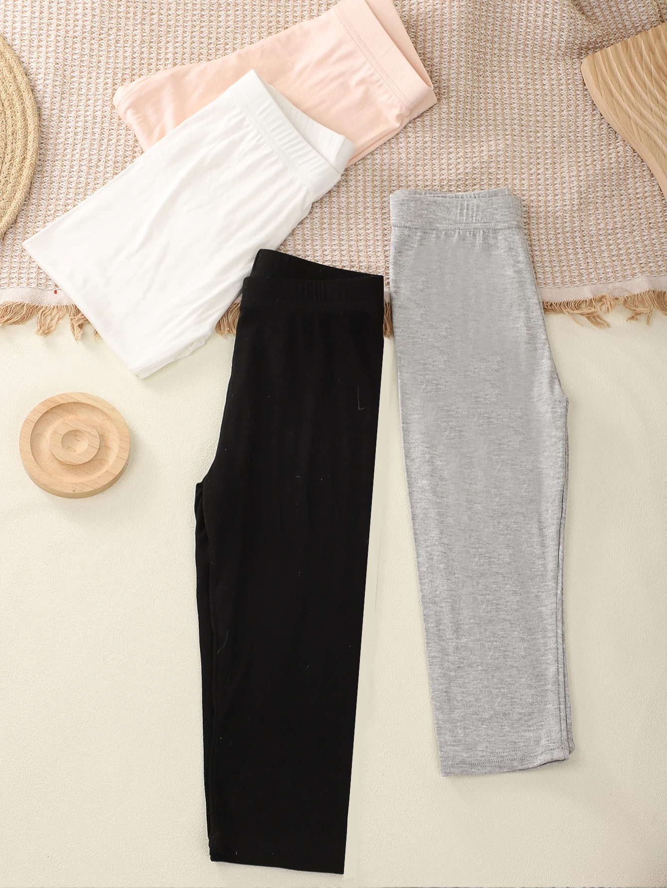 4 pieces for girls Casual Solid color Modal thin summer leggings Capri pants