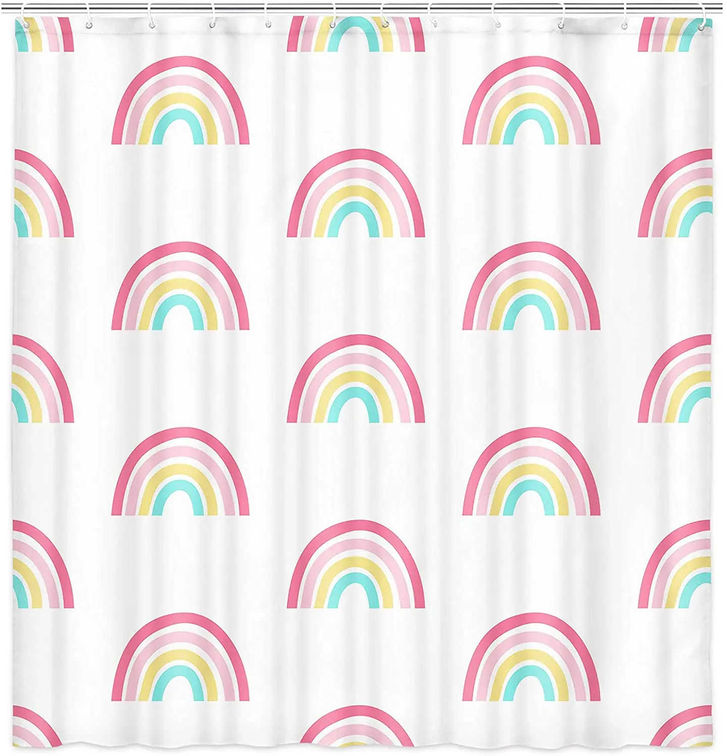 

Kids Colorful Rainbow Shower Curtain Modern Simple Girls Boho Fabric Bathroom Bath Curtains with Hooks Sets