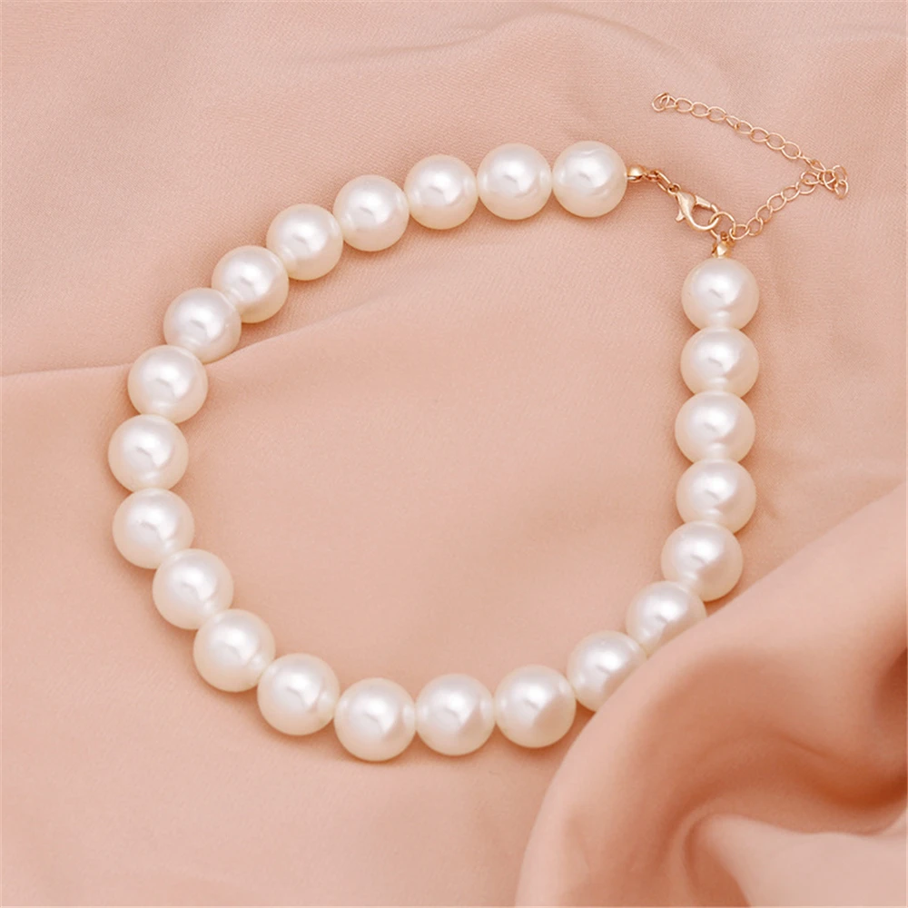 4/6/8/10/14mm Imitation Pearl Necklace Fashion Beaded Collar Chain Choker Necklace for Women Trendy Wedding Jewelry women jewelry
