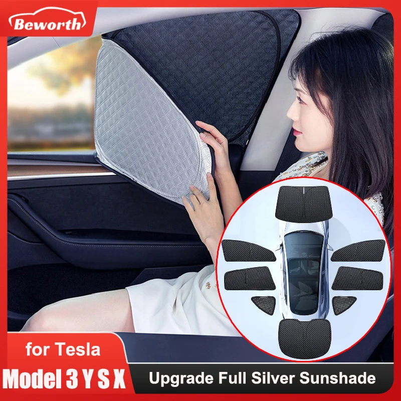 for Tesla Model 3 Side Window Sunshade - 6 Pieces Camping Privacy Shade  Set, Upgraded 4 Layers UV Blocker Car Window Sun Shade for Model 3  Accessories