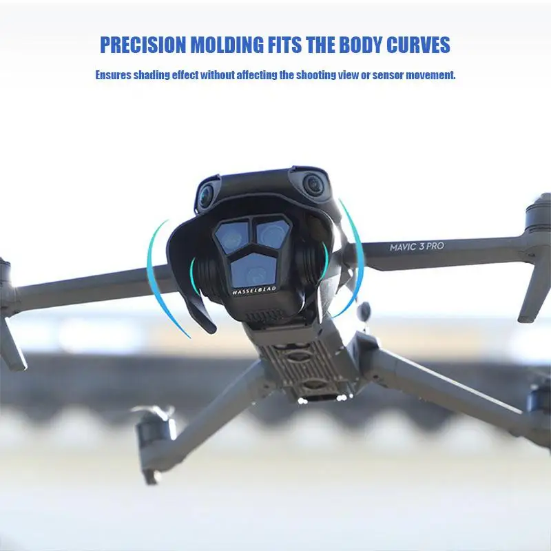 Pare-soleil pour objectif de drone DJI Mavic 3 Pro protégeant le cardan lors du transport en étui.
